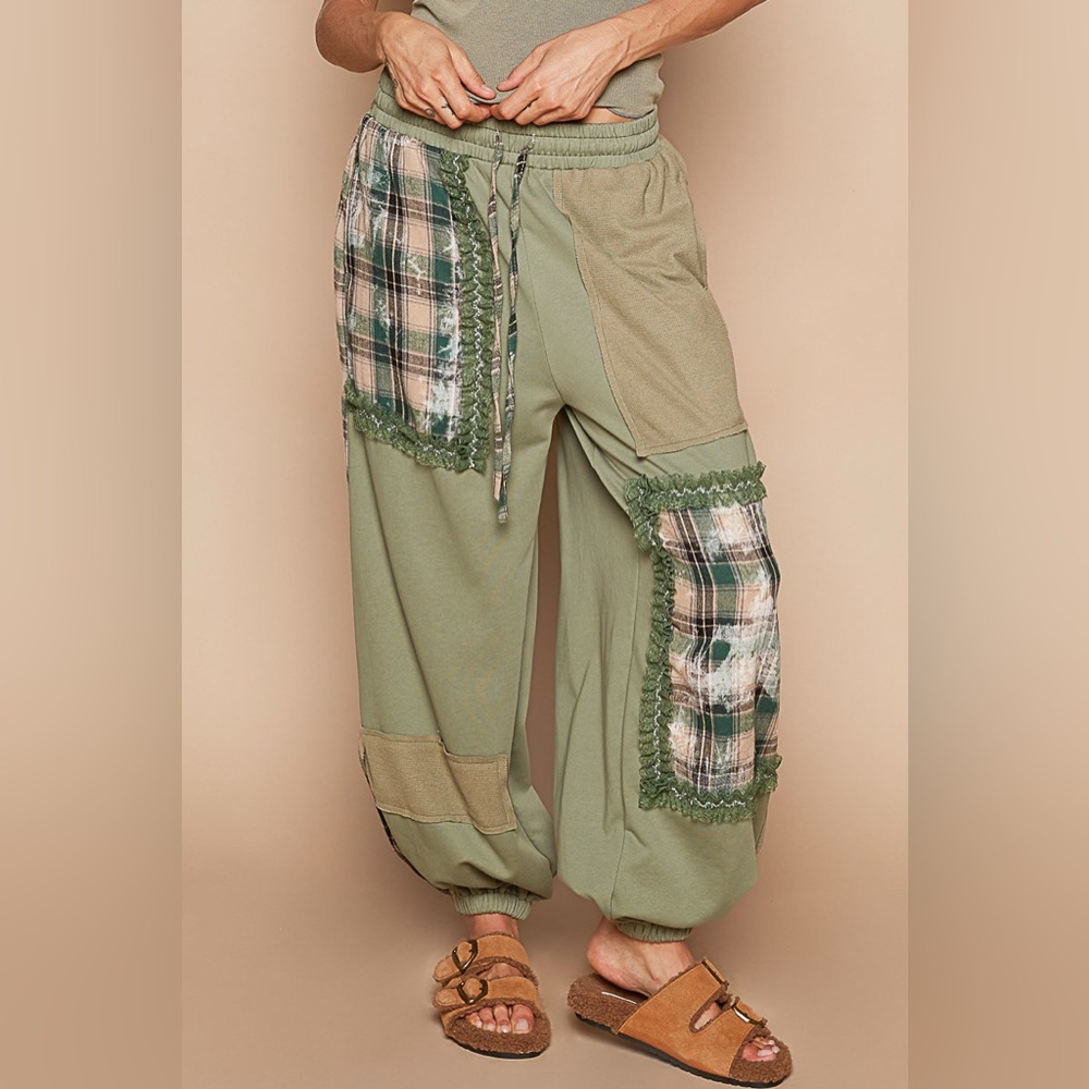 Pol Green Patchwork Pants - image 1